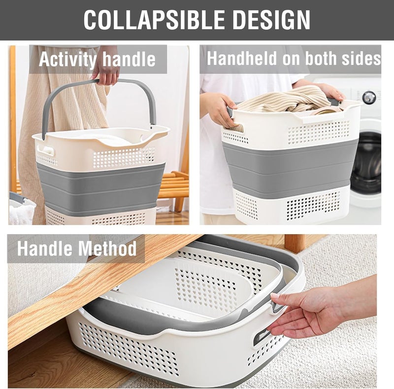 BLURISM Laundry Hamper with Handle and Hanging Basket Collapsible Laundry Baskets Laundry Room Organization for Bathroom Clothes Basket Suitable Size for Babies or Toddlers - Image 5