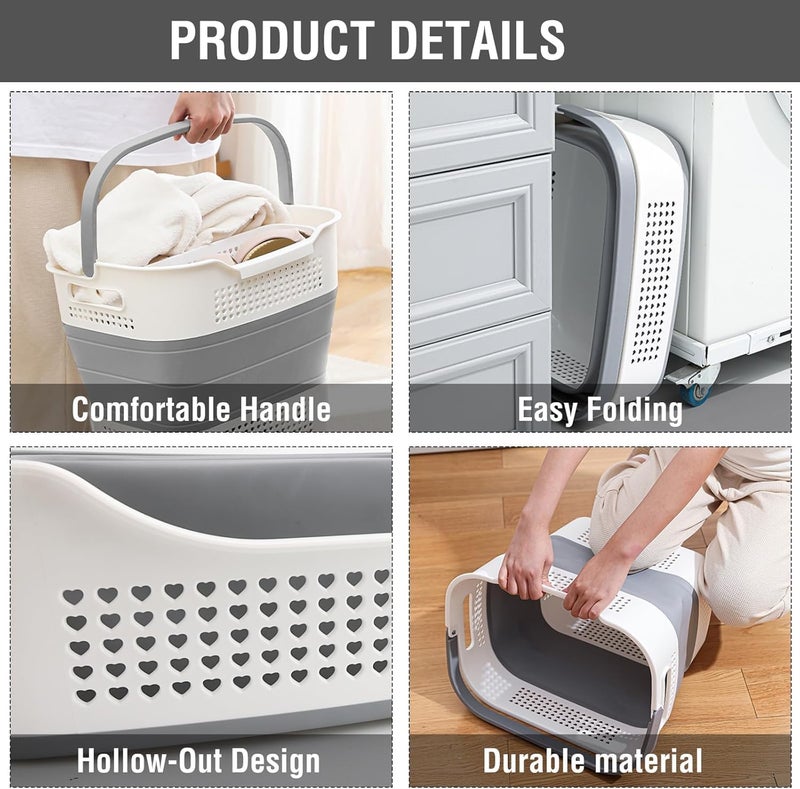 BLURISM Laundry Hamper with Handle and Hanging Basket Collapsible Laundry Baskets Laundry Room Organization for Bathroom Clothes Basket Suitable Size for Babies or Toddlers - Image 4