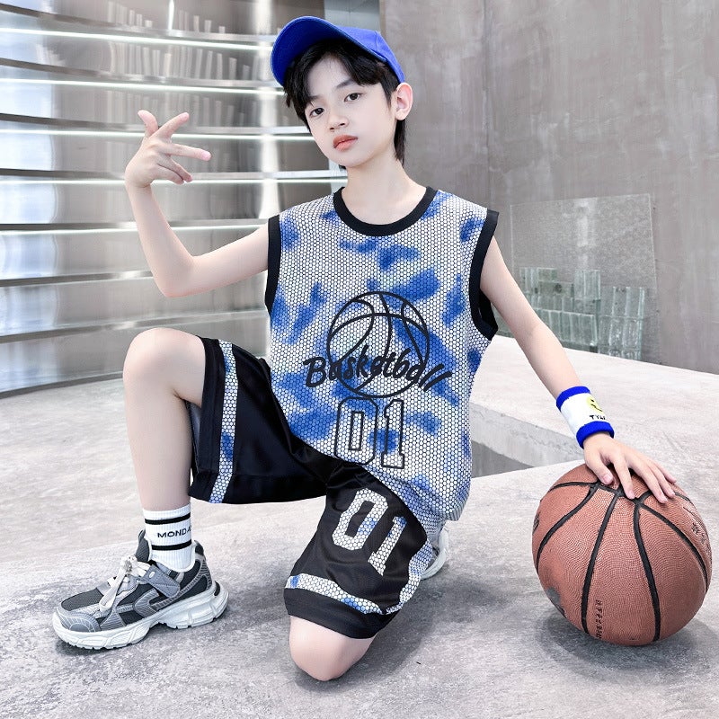 Children'S Clothing Boys Basketball Uniform Quick-Drying Suit Children'S Sleeveless Vest Summer Clothing Boys Summer Middle And Large Children'S Sports Jersey - Image 2