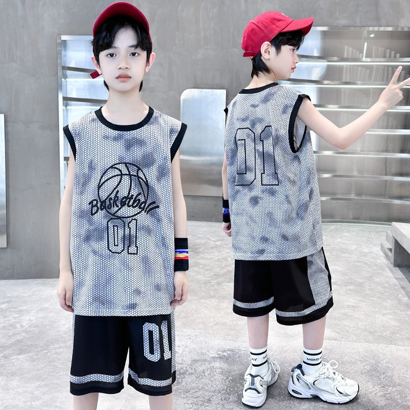 Children'S Clothing Boys Basketball Uniform Quick-Drying Suit Children'S Sleeveless Vest Summer Clothing Boys Summer Middle And Large Children'S Sports Jersey - Image 4