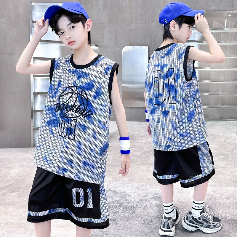 Children'S Clothing Boys Basketball Uniform Quick-Drying Suit Children'S Sleeveless Vest Summer Clothing Boys Summer Middle And Large Children'S Sports Jersey - Image 5
