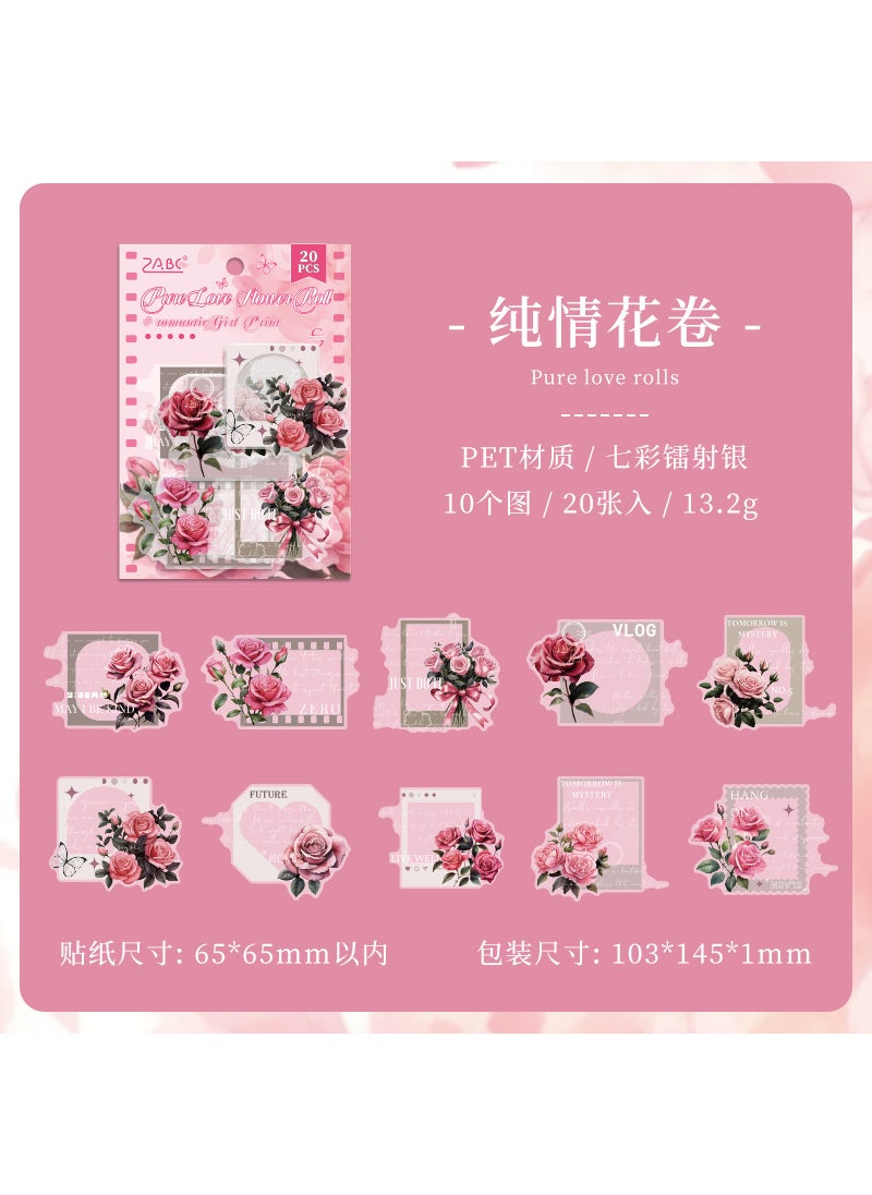 Generic - Vintage Silver Laser Washi Sticker Pack Pure Love Flower Roll - Image 1