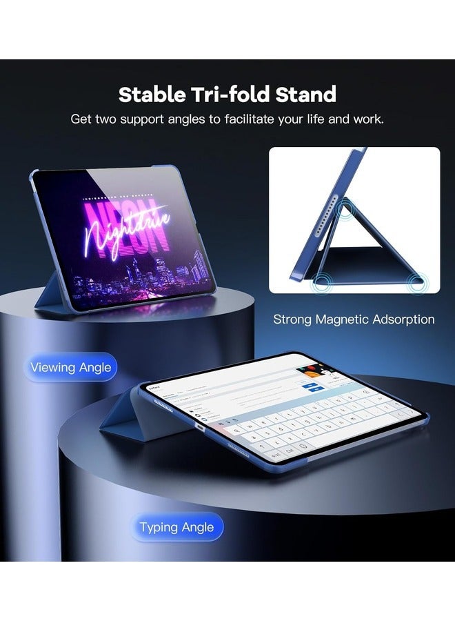 ELTRAZONE Slim Stand Cover for iPad Air 13-Inch (M2 2024) - Translucent Back with Auto Wake/Sleep and Touch ID Support, Navy Blue - Image 4