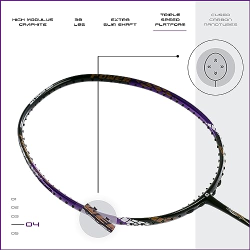 Apacs Finapi 232 (Unstrung, 38 LBS Max Tension) Made in Vietnam | 100% Japanese Graphite | High Modulus | High Power Badminton Racket with Free Full Cover | G1-4 1/4 inches (Purple) - Image 2