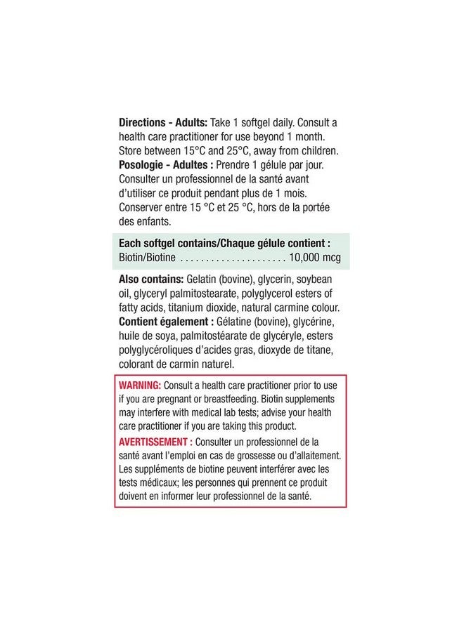 Jamieson Biotin 10000 Mcg Value Size 90 Softgels - Image 4