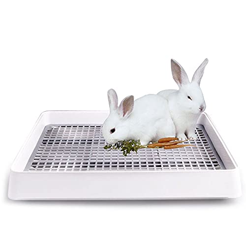 Oncpcare 22x18 Super Large Rabbit Litter Box with Grate for Cage, Extra Large Bunny Restroom Tray Pan Toilet, Fits 2 Rabbits - Image 1