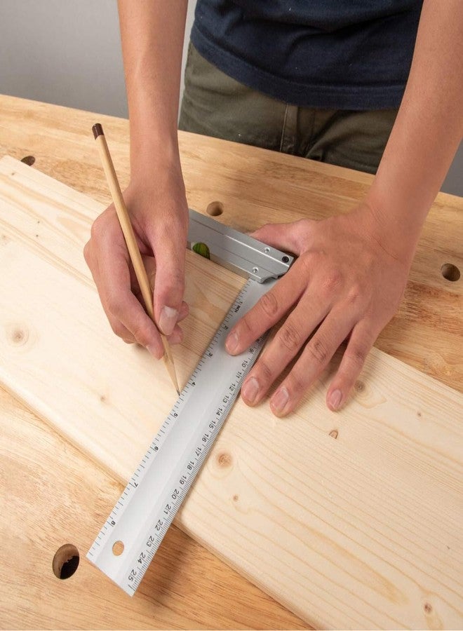 Mass Pro Carpenter Try Square In-Build Spirit Level, Aluminium, Metric and Imperial Measuring Ruler (10" Inch 1Pc) - Image 4