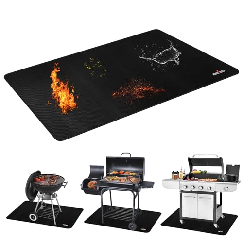 RERAMDO 48 X 30 Inch Under Grill Mats for Outdoor Grill DoubleSided FireproofWaterproofOilProof Grill Pad BBQ Matt for Under Grill Indoor FireplaceFire Pit Mat Deck and Patio Protector Mat - Image 1