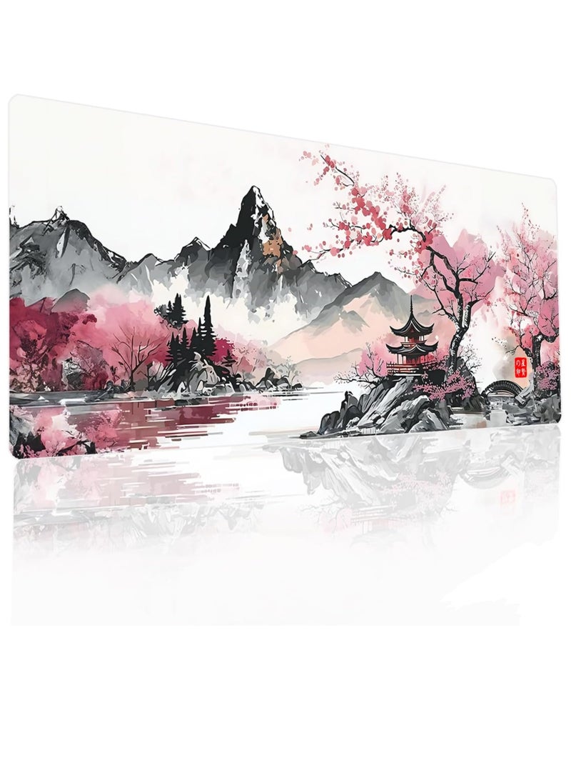 Generic - Japanese Watercolor Cherry Blossom Pink Mouse Pad, Gaming Mouse Pad,Non-Slip Water-Resistant  Anime Mouse pad, Large Mouse Pad, Mouse pad Gaming,, Office Desk Decor 30cm x 70cm x 2mm - Image 1
