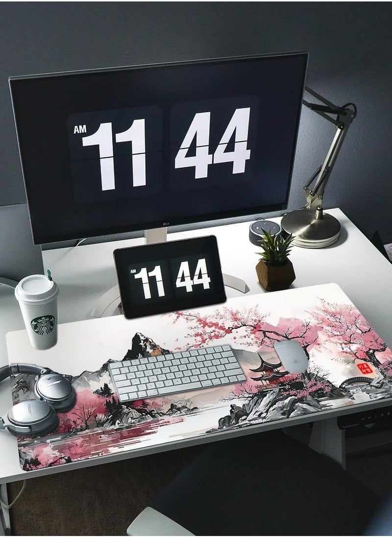 Generic - Japanese Watercolor Cherry Blossom Pink Mouse Pad, Gaming Mouse Pad,Non-Slip Water-Resistant  Anime Mouse pad, Large Mouse Pad, Mouse pad Gaming,, Office Desk Decor 30cm x 70cm x 2mm - Image 1