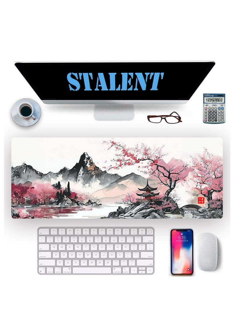 Generic - Japanese Watercolor Cherry Blossom Pink Mouse Pad, Gaming Mouse Pad,Non-Slip Water-Resistant  Anime Mouse pad, Large Mouse Pad, Mouse pad Gaming,, Office Desk Decor 30cm x 70cm x 2mm - Image 1