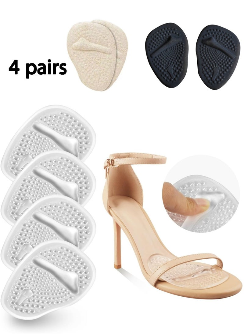 4 Pairs Ball of Foot Cushions, Metatarsal Pads Women, High Heels Non-Slip Comfort Pads, Shoe Support for Metatarsalgia Mortons Neuroma Pain Relief - Image 1