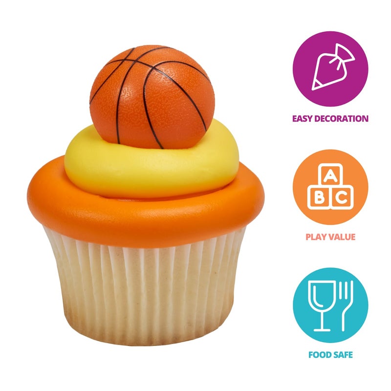 DECOPAC 3D Basketball Rings, Cupcake Decorations, Food Safe Cake Toppers â€“ 24 Pack - Image 3