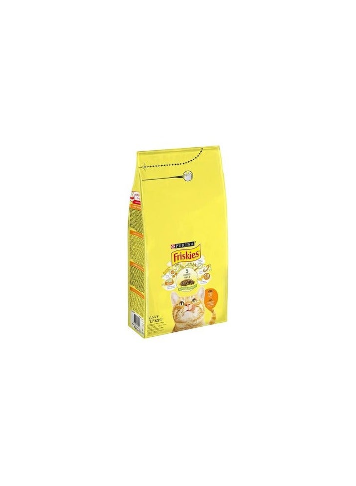 Friskies Purina Friskies Dry Cat Food with Salmon & Vegetables, Complete & Balanced Nutrition, 2 kg - Image 1