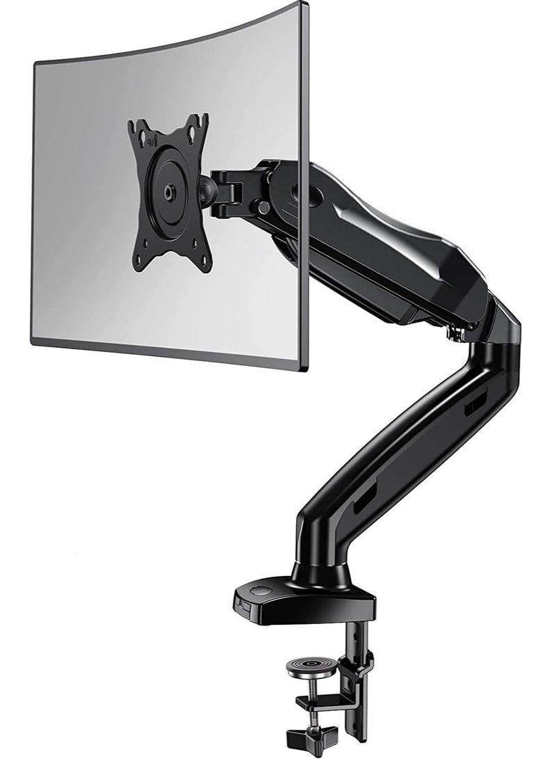 NTECH Single LCD Monitor Stand Height Adjustable Monitor Mount Desk Mount Stand Fit 17" to 27 Inch Screens Gas Spring Arm Holds (4.4 To 14.3lbs) with Clamp Grommet Mounting Base Black - Image 1