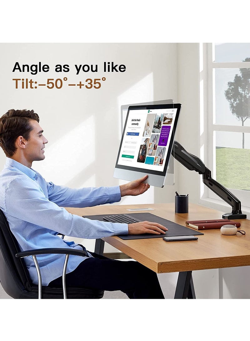 NTECH Single LCD Monitor Stand Height Adjustable Monitor Mount Desk Mount Stand Fit 17" to 27 Inch Screens Gas Spring Arm Holds (4.4 To 14.3lbs) with Clamp Grommet Mounting Base Black - Image 3