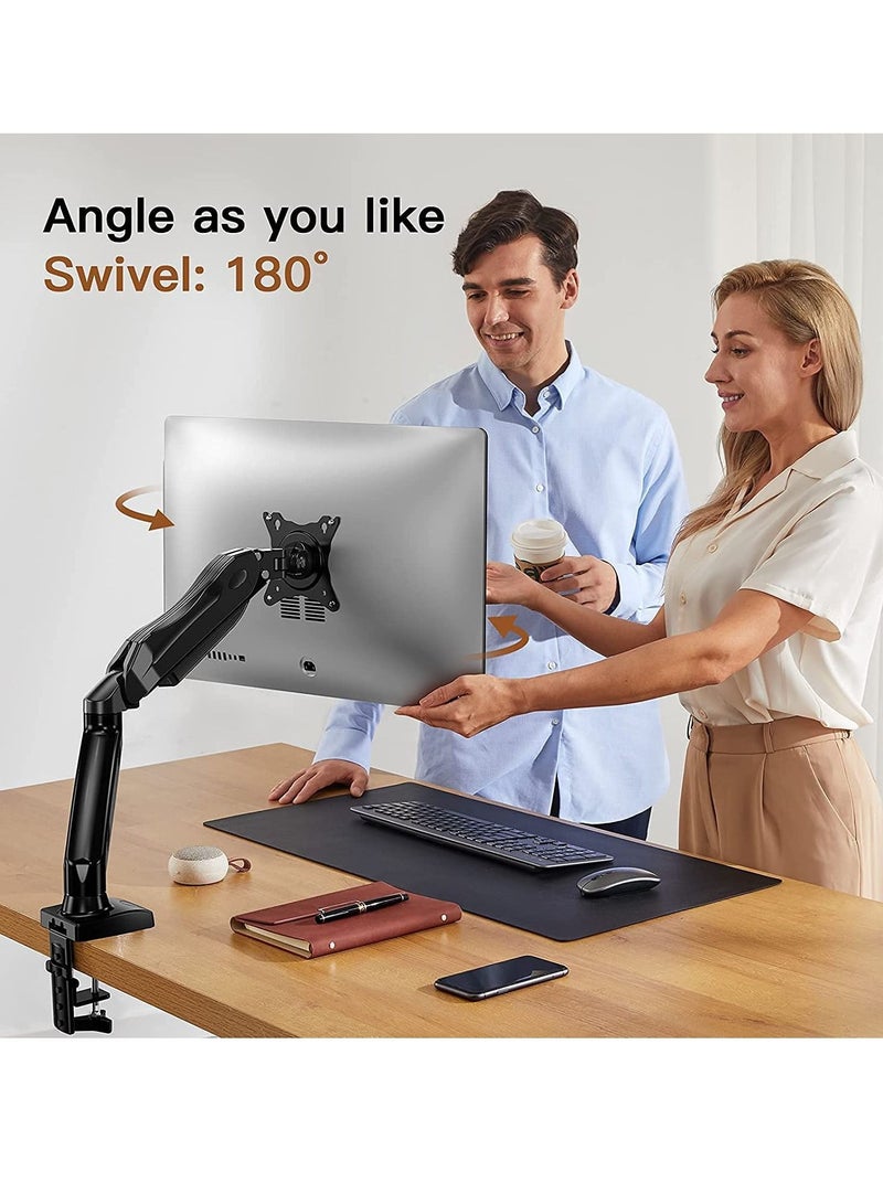 NTECH Single LCD Monitor Stand Height Adjustable Monitor Mount Desk Mount Stand Fit 17" to 27 Inch Screens Gas Spring Arm Holds (4.4 To 14.3lbs) with Clamp Grommet Mounting Base Black - Image 5