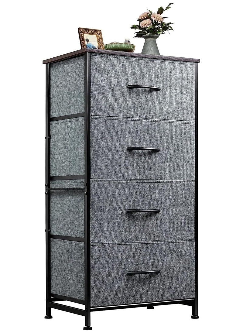 Chulovs - Dresser with 4 Drawers, Storage Tower, Organizer Unit, Fabric Dresser for Bedroom, Hallway, Nesting Tables, Entryway, Closets, Sturdy Steel Frame, Wood Top, Easy Pull Handle - Image 1