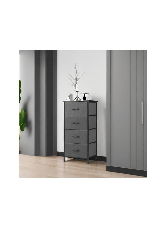 Chulovs - Dresser with 4 Drawers, Storage Tower, Organizer Unit, Fabric Dresser for Bedroom, Hallway, Nesting Tables, Entryway, Closets, Sturdy Steel Frame, Wood Top, Easy Pull Handle - Image 1
