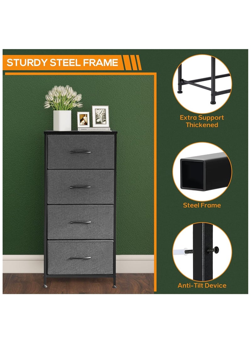Chulovs - Dresser with 4 Drawers, Storage Tower, Organizer Unit, Fabric Dresser for Bedroom, Hallway, Nesting Tables, Entryway, Closets, Sturdy Steel Frame, Wood Top, Easy Pull Handle - Image 1