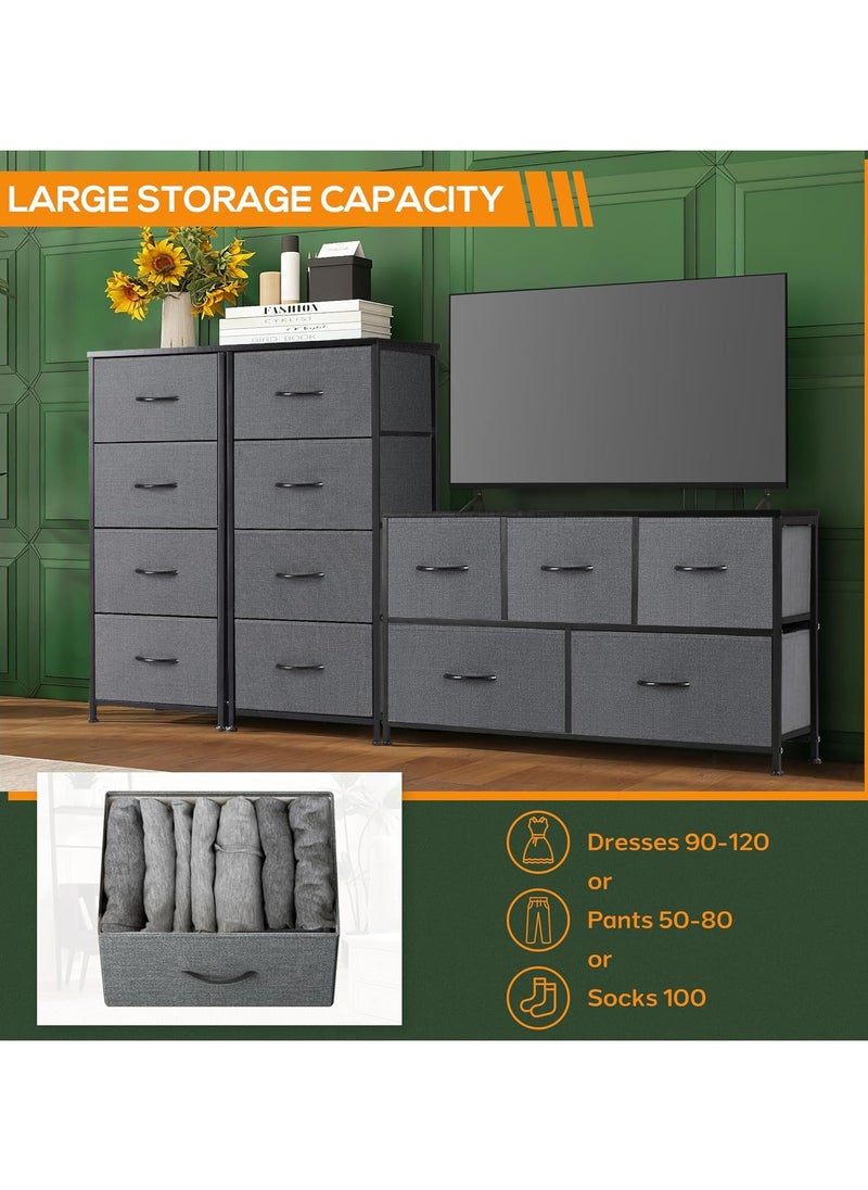 Chulovs - Dresser with 4 Drawers, Storage Tower, Organizer Unit, Fabric Dresser for Bedroom, Hallway, Nesting Tables, Entryway, Closets, Sturdy Steel Frame, Wood Top, Easy Pull Handle - Image 1