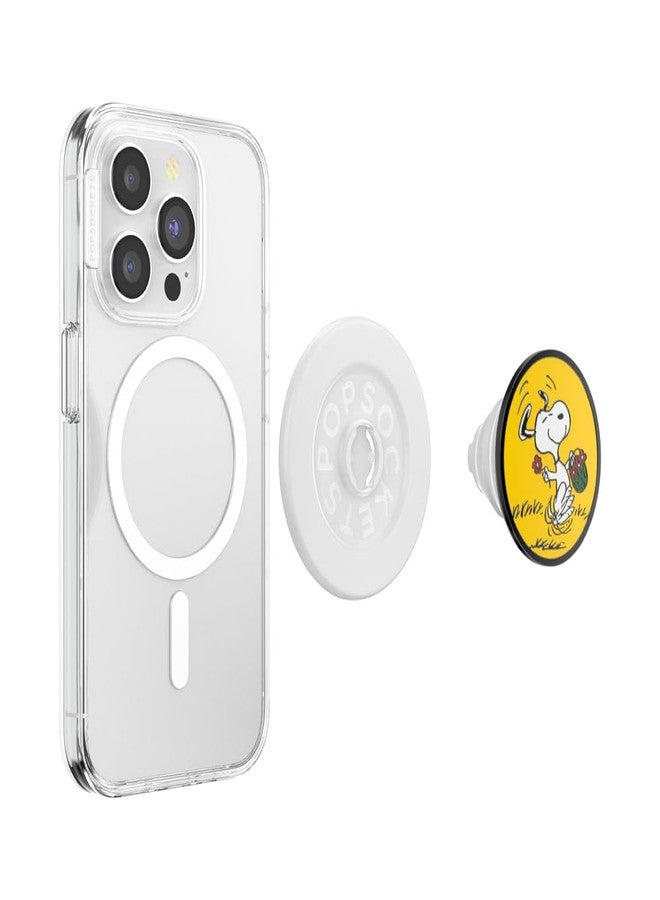 PopSockets Phone Grip for MagSafe with Kickstand, Magnetic Stand, Swappable Top, Secure Hold for iPhone MagSafe Cases, Phone & Tablet Grip, Peanuts - Enamel Snoopy Skip - Image 4