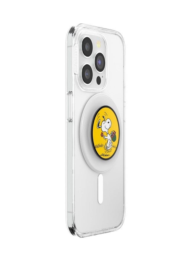 PopSockets Phone Grip for MagSafe with Kickstand, Magnetic Stand, Swappable Top, Secure Hold for iPhone MagSafe Cases, Phone & Tablet Grip, Peanuts - Enamel Snoopy Skip - Image 2