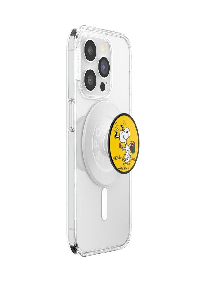 PopSockets Phone Grip for MagSafe with Kickstand, Magnetic Stand, Swappable Top, Secure Hold for iPhone MagSafe Cases, Phone & Tablet Grip, Peanuts - Enamel Snoopy Skip - Image 1