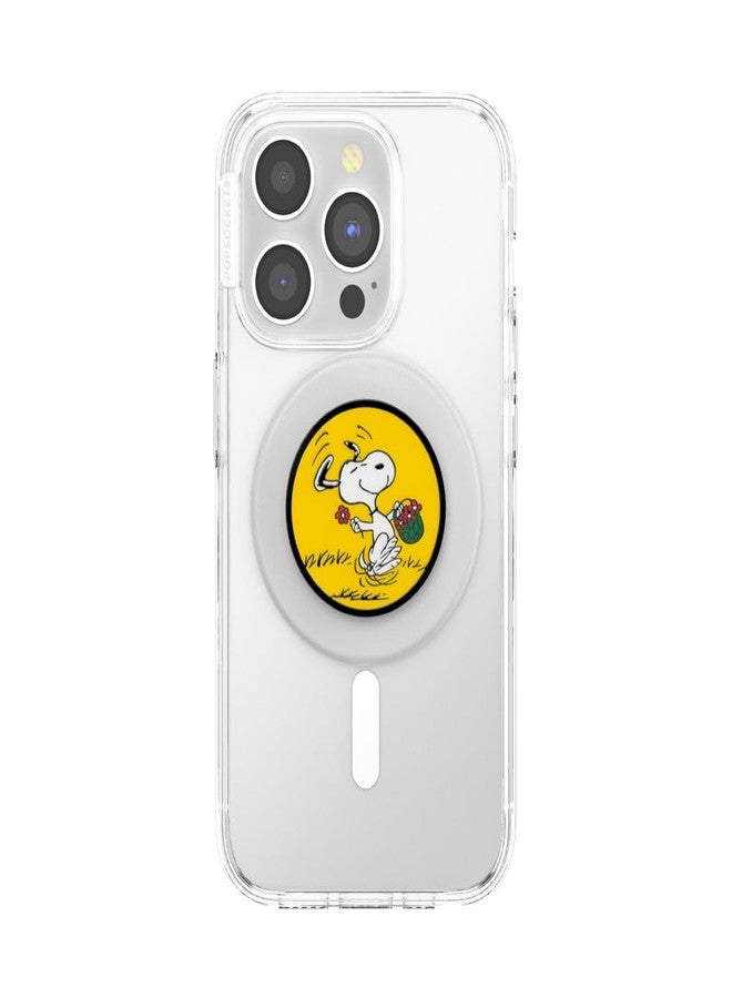 PopSockets Phone Grip for MagSafe with Kickstand, Magnetic Stand, Swappable Top, Secure Hold for iPhone MagSafe Cases, Phone & Tablet Grip, Peanuts - Enamel Snoopy Skip - Image 3
