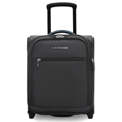 Verage 16 inch Underseat Carry On Luggage with Wheels Grey Softside Small Suitcase Spinner Wheeled Rolling Travel Laptop Bag for Airlines Airplanes Short Trip Men Women - Image 1