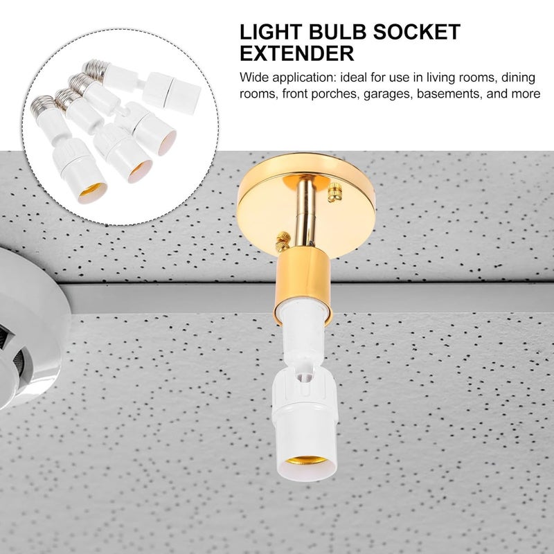 4Pcs Light Bulb Extender Socket Adapter E27 to E27 with Swivel Head, Electric Socket Extender for Indoor Home and Office Lighting Accessories - Image 4