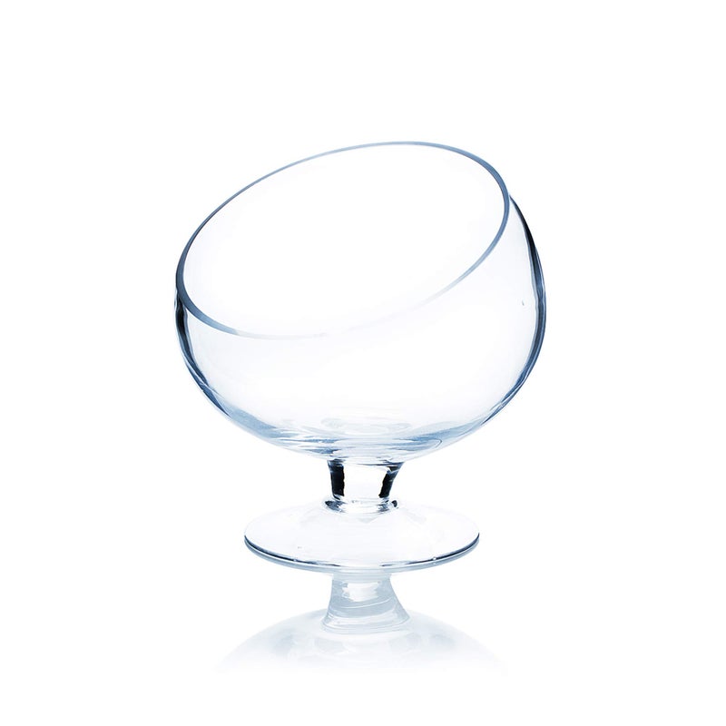 WGVI WGV Slant Cut Bowl Glass Vase with Stand  Width 8.25""  Height 8.75""  Clear Planter Terrarium  Candy Dish  Fruit Jar for Wedding Party Event  Home Office Decor  1 Piece - Image 1