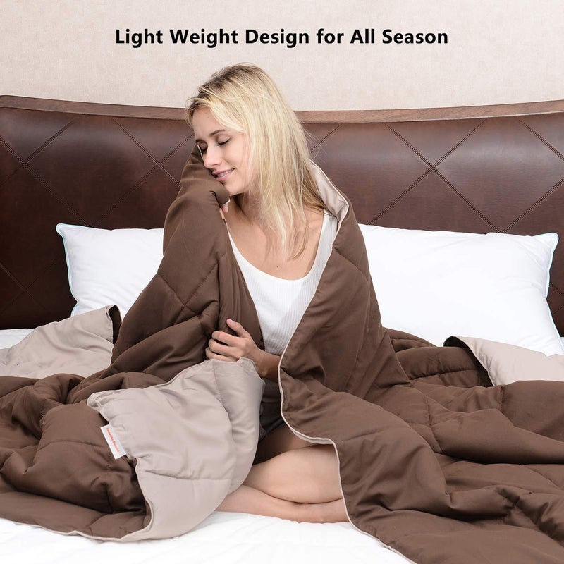 TIQH 220 GSM Siliconised Microfibre Reversible Comforter Single Bed Brown Beige - Image 3