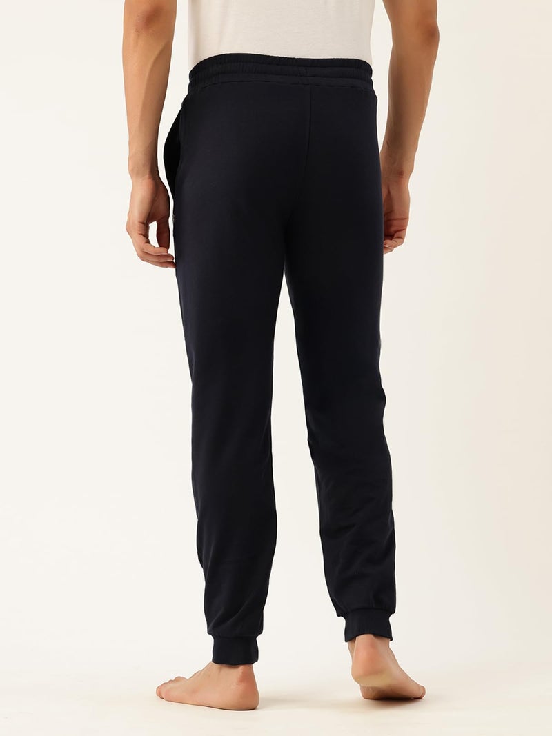 John Players Men’s 100% Terry Cotton Joggers with Pocket Ribbed Front Panel & Side Pockets – Navy Blue | Trendy Mens Joggers Track Pants, Gym Track Pants for Man, Lower for Man Cotton JLB005M08 (S) - Image 2