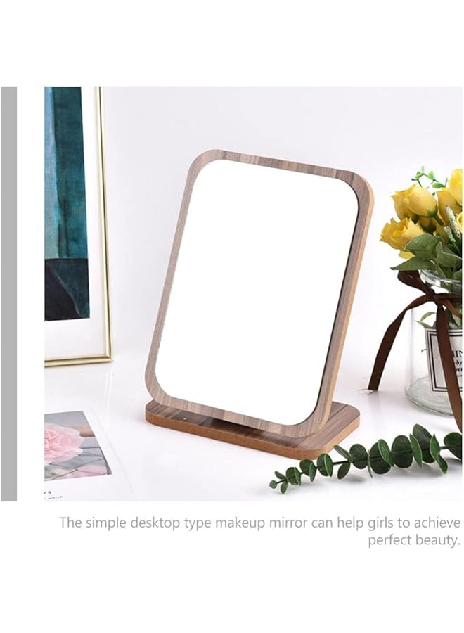 erorex Vanity Makeup Mirror With Natural Bamboo Stand Fold Down Desk Makeup Mirror With Stand Wooden Desktop Mirror Folding Table Desk Countertop Mirror - Image 3