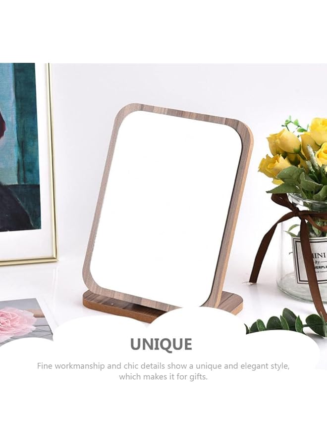 erorex Vanity Makeup Mirror With Natural Bamboo Stand Fold Down Desk Makeup Mirror With Stand Wooden Desktop Mirror Folding Table Desk Countertop Mirror - Image 4