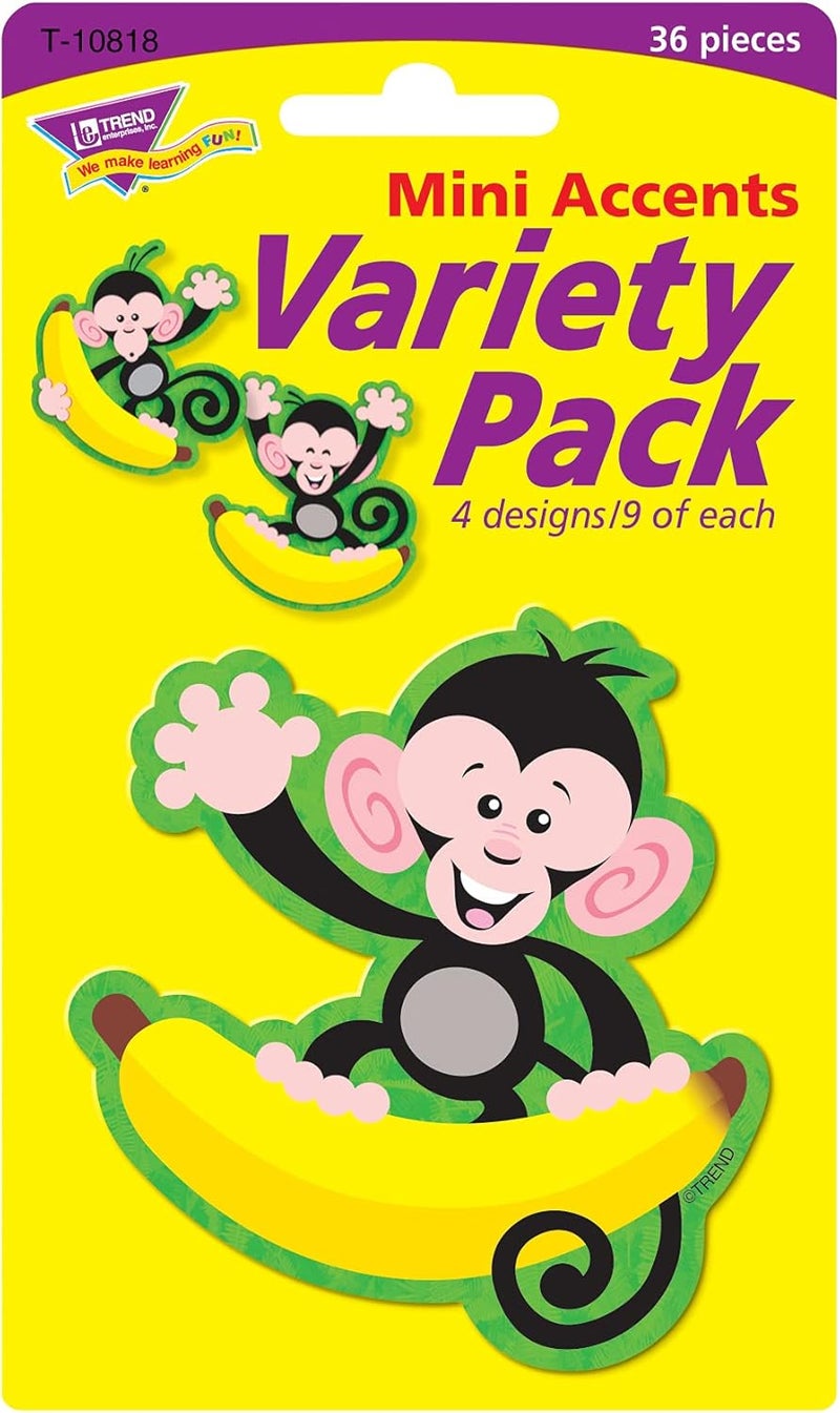TREND Enterprises Monkeys and Bananas Mini Accents Variety Pack - 36 Count - Image 2