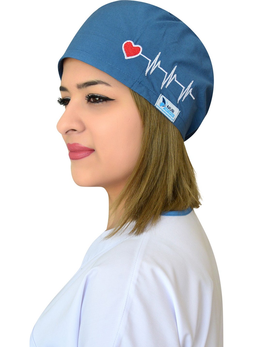 Nur Ortopedi Oil Heart Rhythm Embroidered Doctor Nurse Hospital Medical Surgical Bonnet  - Image 1