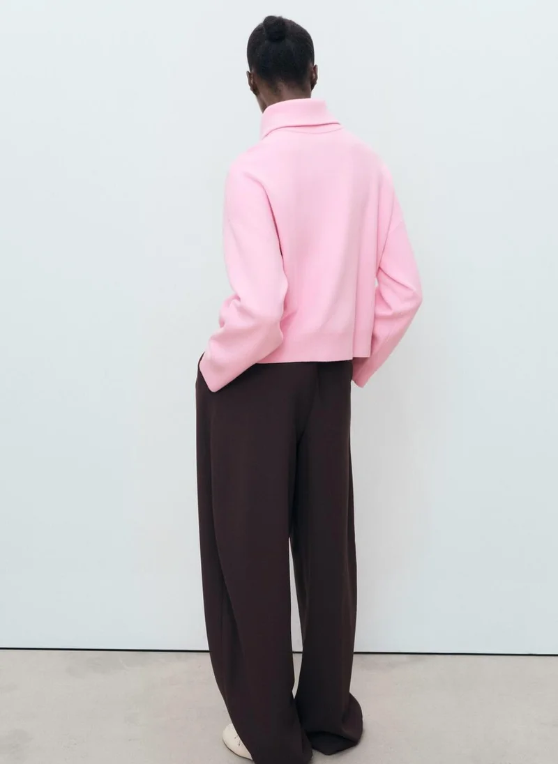 MANGO Knitted sweater with zip collar