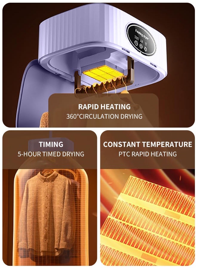 APEX Portable Laundry Dryer, Multifunctional Electric Dryer Machine, Mini Clothes Dryer with Dryer Bag, 2 Gear Adjustable Small Dryer Machine, Foldable Compact Dryer for Delicate Garmnts - Image 3