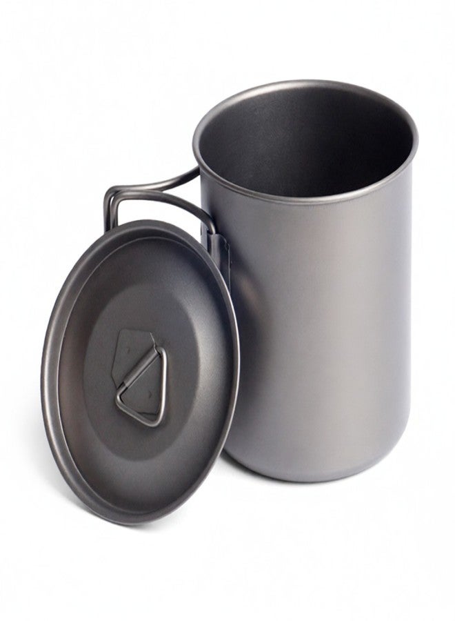 HWZBBEN 420ml Titanium Cup with Foldable Handles Lightweight Water Cup for Backpacking Camping Fishing - Image 1