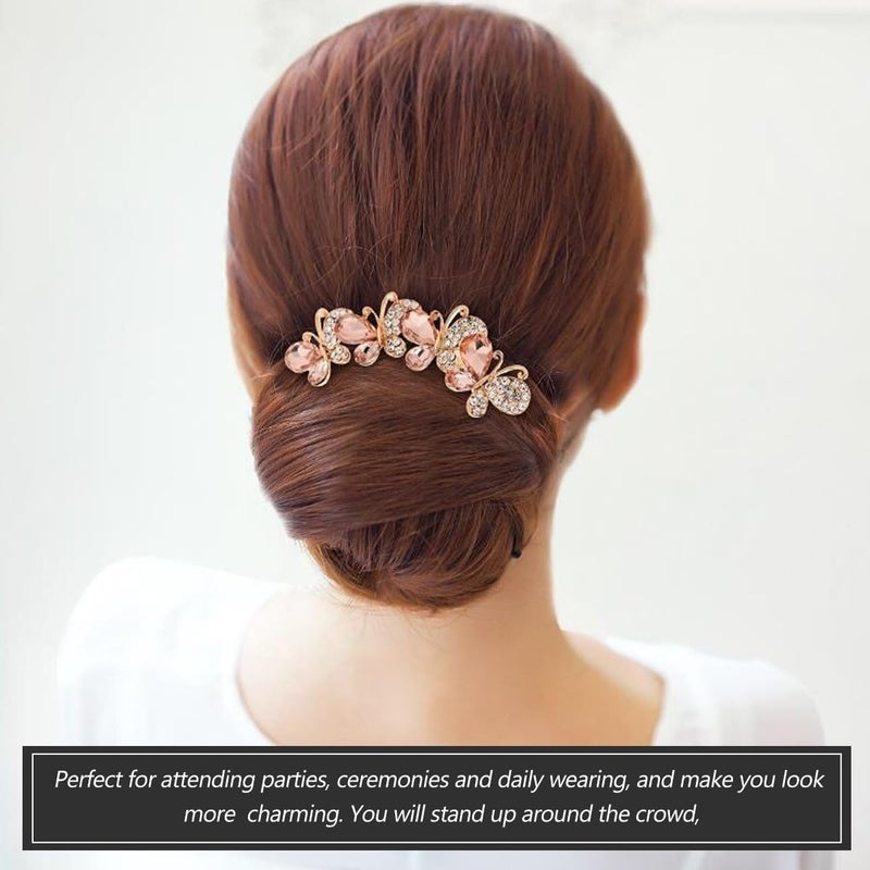 Butterfly Rhinestone Hair Fork Vintage Hair Stick Pin Light Gold Color for Hanfu and Updo Styling - Image 5