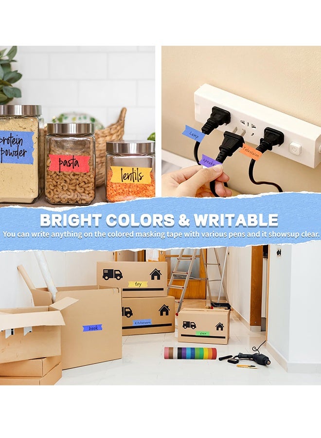 12PCS Colored Masking Tape, Colored Tape for Kids Art Supplies, DIY Craft Tape, Colored Painters Tape for Labeling, Classroom, Decorative, Rainbow Color Tape Rolls (1.8cm x 13m) - Image 5