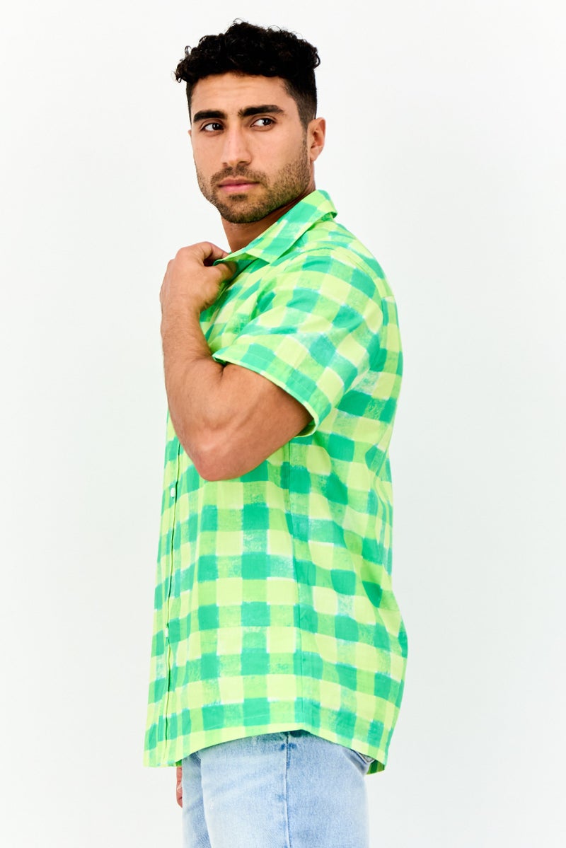 Asos Design Men Regular Fit Checkered Short Sleeves Casual Shirt, Multicolor - Image 4