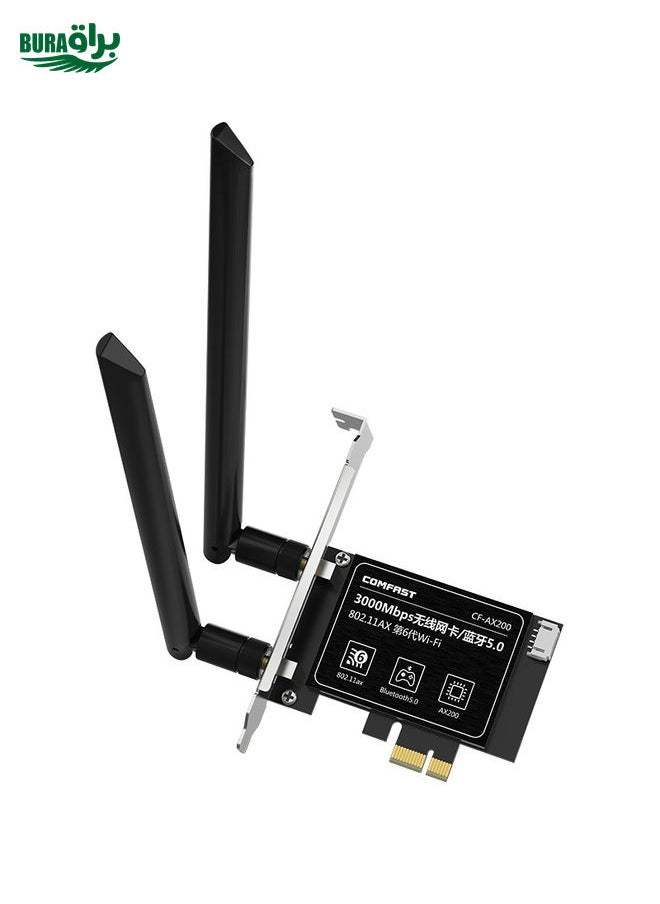 BURAQ COMFAST Gaming Game 3000Mbps Gigabit Dual-Frequency Wireless Desktop Computer PCIE Wireless Network Card, Coverage: AX200  - Image 2