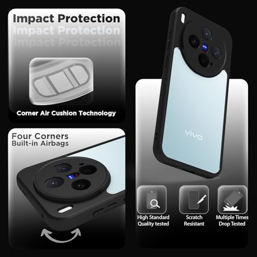 RIGGEAR Shockproof Sleek Hybrid Armor Back Cover Case for Vivo X300 5G (Clear PC + Black TPU Bumper) - Image 3