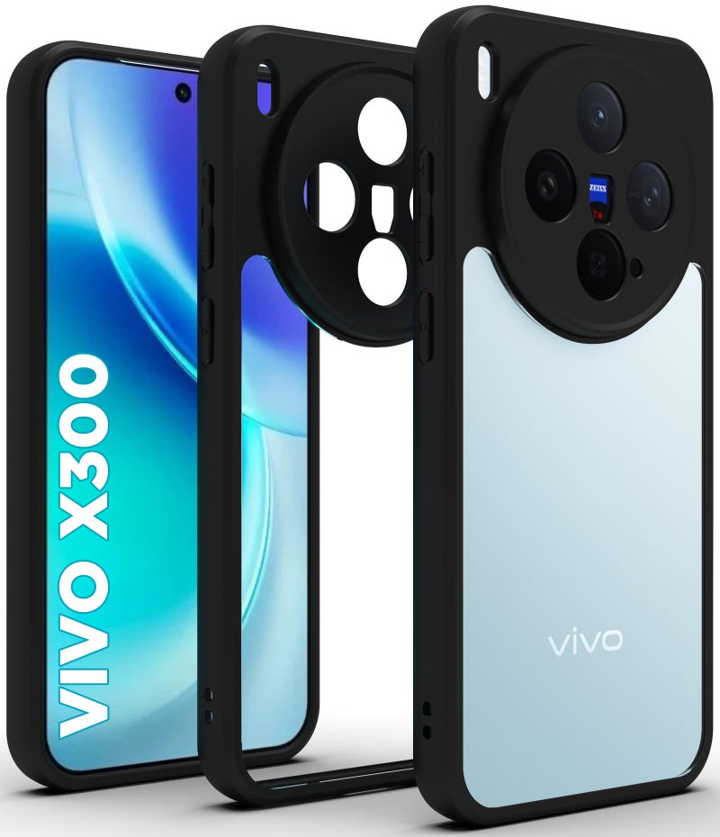 RIGGEAR Shockproof Sleek Hybrid Armor Back Cover Case for Vivo X300 5G (Clear PC + Black TPU Bumper) - Image 1