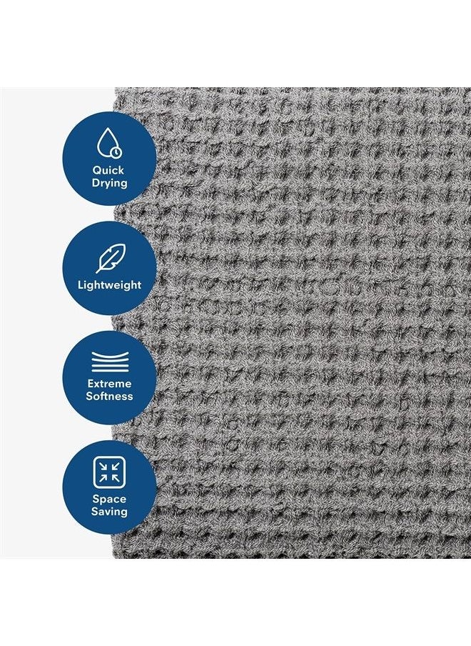 onsen Bath Sheet Set - Waffle Weave 100% Supima Cotton Towel - Lusciously Soft, Durable, Fast Absorbing Waffle Towel Bath Towel, Cinder Grey  - Image 3