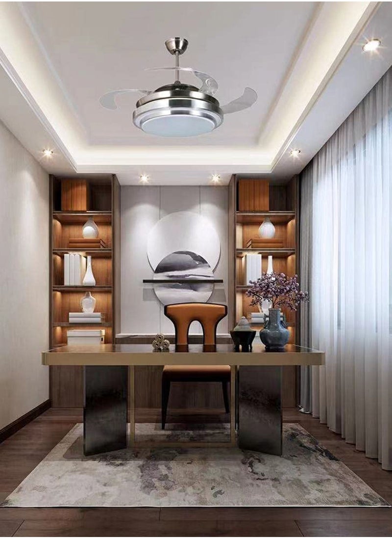 MODI - Ceiling Fan Light adjustable 3 color change with remote control silver color - Image 1