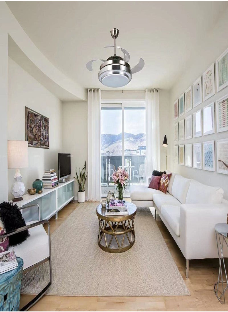 MODI - Ceiling Fan Light adjustable 3 color change with remote control silver color - Image 1